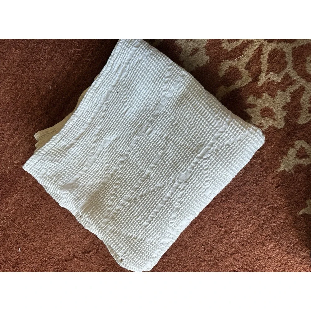 West Elm White Textured Curtain‎ Organic Cotton 72 X 74